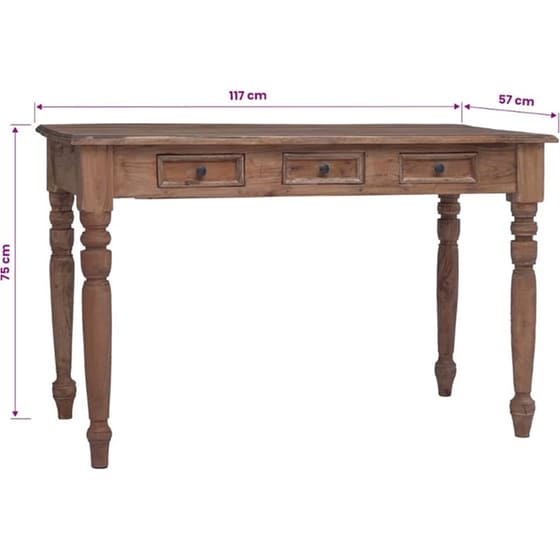 Γραφείο VidaXL με Συρτάρια από Μασίφ Μαόνι 117x57x75 cm image 6