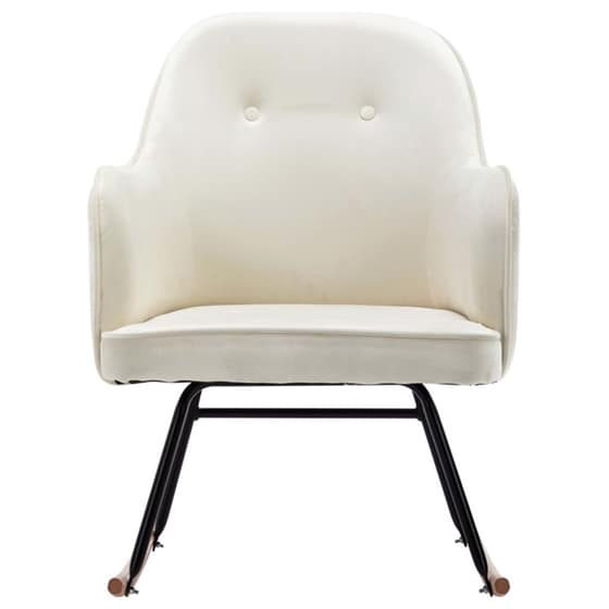 Κουνιστή Πολυθρόνα VidaXL από Βελούδο - Λευκό/Κρεμ image 4