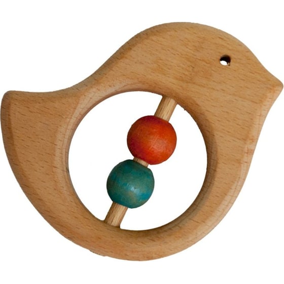 Μασητική Ξύλινη Κουδουνίστρα Beaver's Wooden Toys Little Bird MK02 - Καφέ image 0