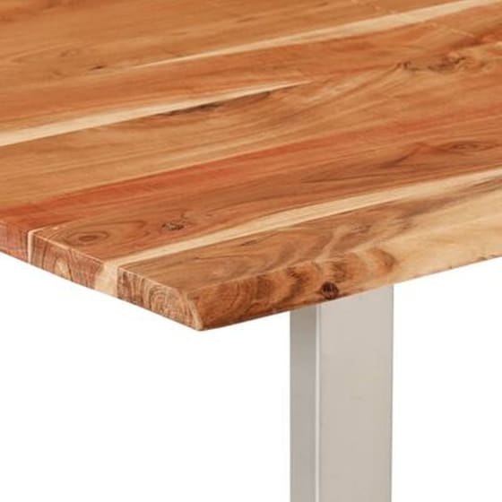 Τραπεζαρία Vidaxl από Μασίφ Ξύλο Ακακίας 160x80x76 cm - Μαύρο/Καφέ image 4