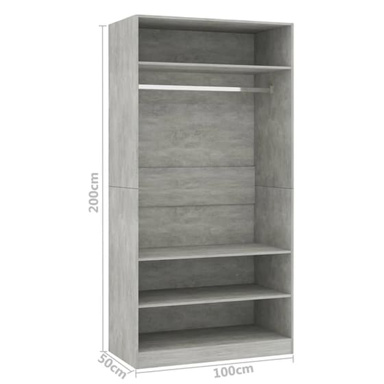 Ντουλάπα Ρούχων VidaXL 100 x 50 x 200 εκ. Μοριοσανίδα - Γκρι image 6