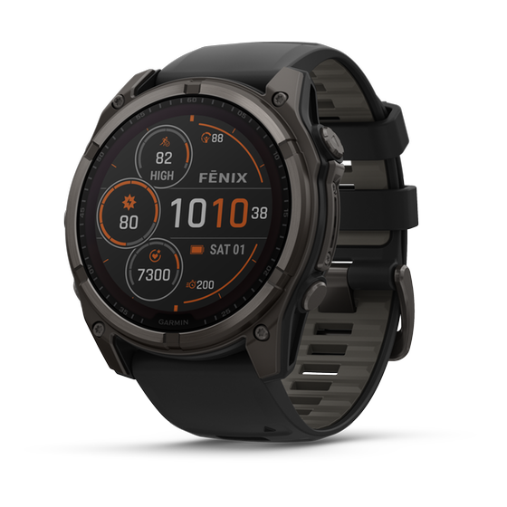 Smartwatch Garmin Fenix 8 Solar 51mm - Sapphire, Carbon Gray DLC Titanium with Black/Pebble Gray Silicone Band image 2