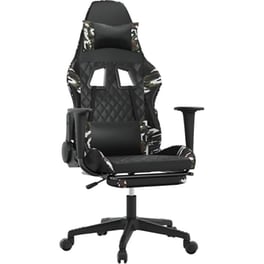 Καρέκλα Gaming VIDAXL 345532 με Υποπόδιο από Τεχνητό Δέρμα - Μαύρο