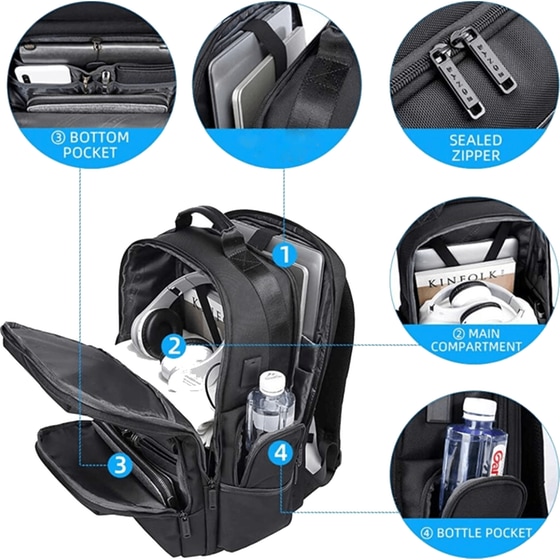 Τσάντα Laptop Bange 2603 15.6" Αδιάβροχη - Μαύρο image 9