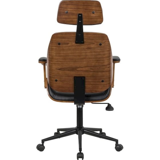 Καρέκλα Διευθυντική 24Mall Mile από Τεχνητό Δέρμα & Ξύλο Plywood - Μαύρη/ Καφέ image 3