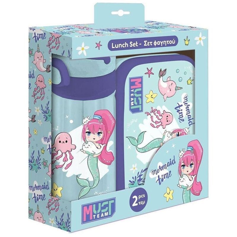 Σετ Φαγητού Must Team Mermaid Time Φαγητοδοχείο 800ml-Παγούρι 500ml