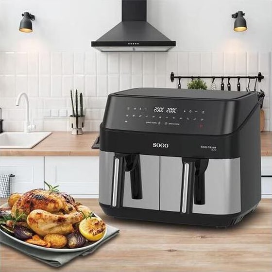 SOGO FRE-SS-10845 με Διπλό Αποσπώμενο Κάδο 1750 W 9 L Ασημί Φριτέζα Αέρος image 2