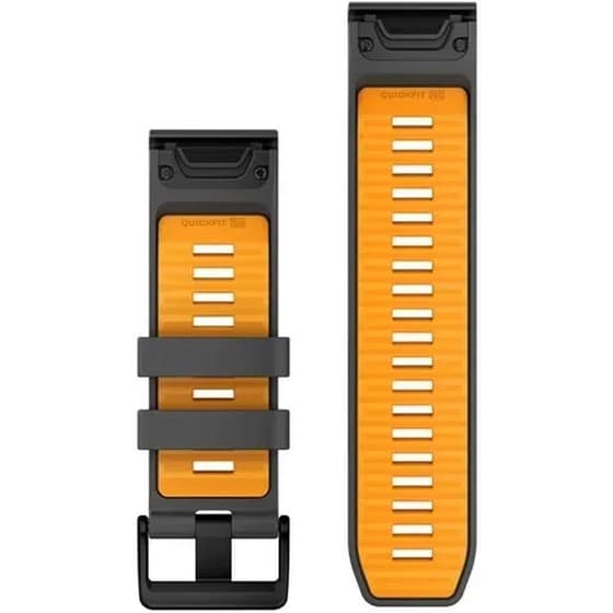 Λουράκι Garmin QuickFit 26 Silicone Band για Garmin QuickFit 26mm - Graphite with Spark Orange image 1
