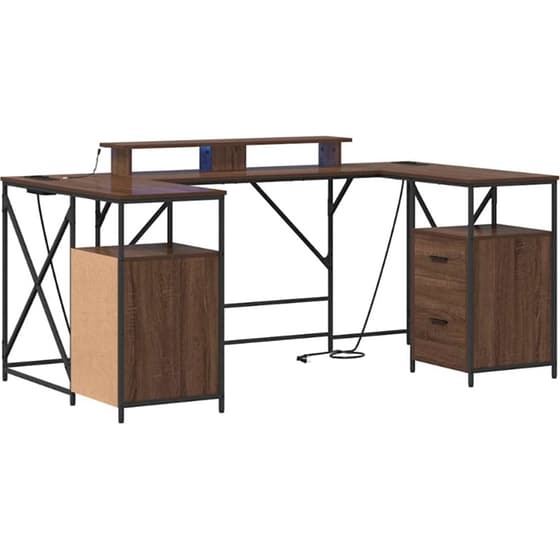 Γραφείο VidaXL από Επεξεργασμένο Ξύλο 182x101x87,5 cm - Καφέ Δρυς image 0