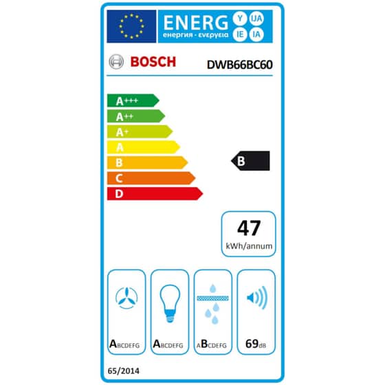 BOSCH DWB66BC60 60 cm Μαύρο Απορροφητήρας Καμινάδα Τζάκι image 3