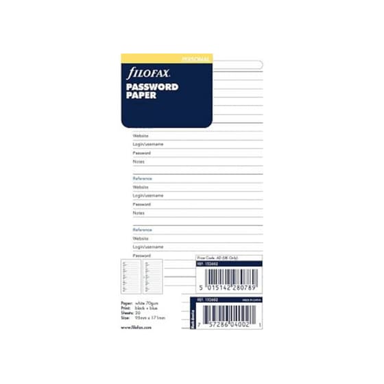 Refill Per Password Paper Filofax image 0