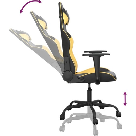 Καρέκλα Gaming VIDAXL 345401 με Ρυθμιζόμενα Μπράτσα από Τεχνητό Δέρμα - Μαύρο image 4