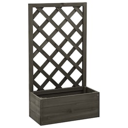Vidaxl Γλάστρα Κήπου Με Καφασωτό Γκρι 50x25x90 Εκ. Μασίφ Ξύλο Ελάτης