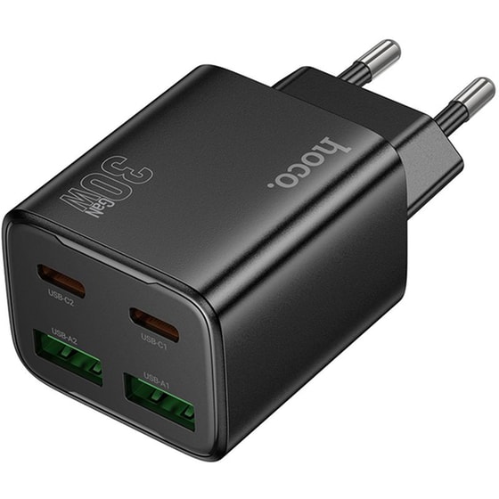 Φορτιστής Πρίζας Hoco N56 Fundador  2x USB-C/2x USB-A 30W - Black image 0
