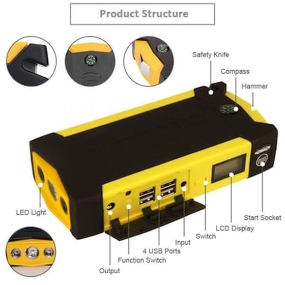 Εκκινητής Μπαταρίας Και Αεροκομπρέσορ Αυτοκινήτου Multi-function Jump Starter 12v 69800mah image 1