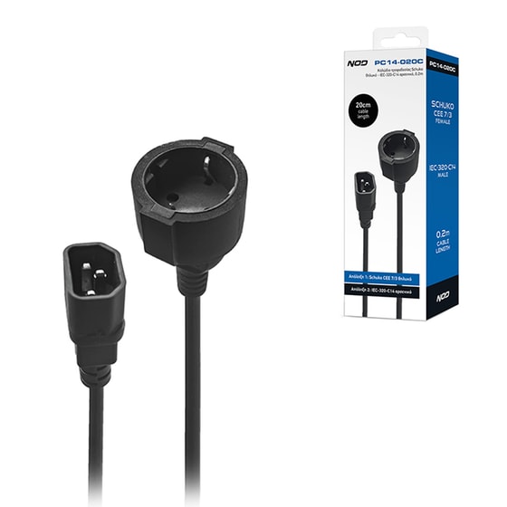NOD Καλώδιο Τροφοδοσίας PC14-020C 1x RJ-45 Male σε 1x RJ-45 Male 0.20 m Μαύρο image 1