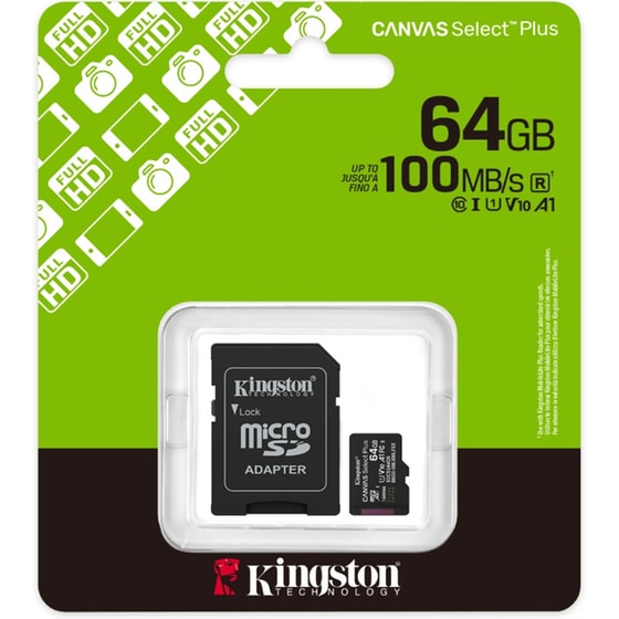 Kingston Canvas Select Plus Gen3 microSDXC 64GB Class 10 U1 V10 UHS-I με αντάπτορα image 4