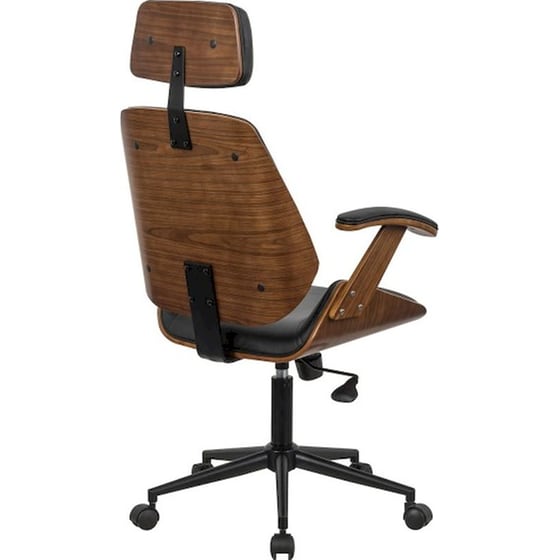 Καρέκλα Διευθυντική 24Mall Mile από Τεχνητό Δέρμα & Ξύλο Plywood - Μαύρη/ Καφέ image 2