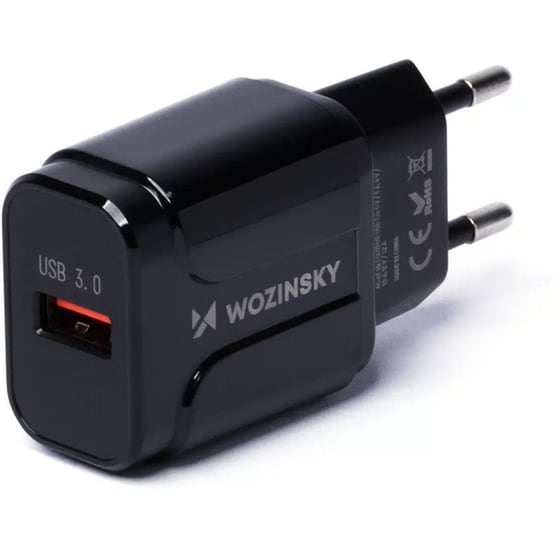 Φορτιστής Πρίζας Wozinsky WWC-B02 Χωρίς Καλώδιο USB-A Quick Charge 3.0 - Μαύρο image 0