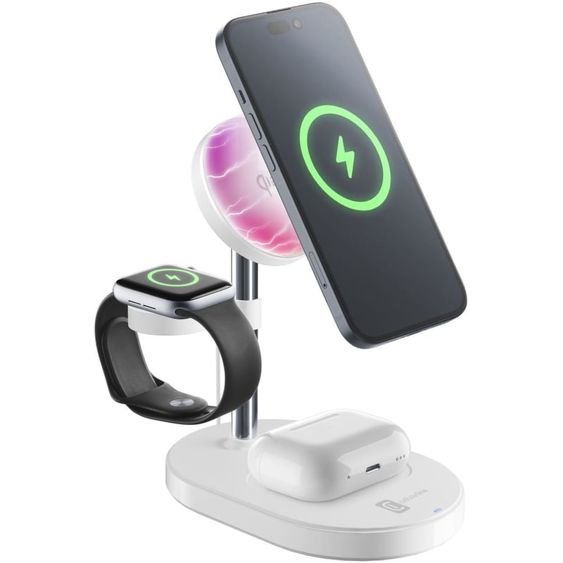 Βάση Φόρτισης Cellular Line Mag Trio Wireless charging station 2x USB-C 15W - White