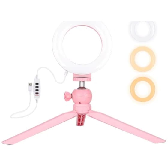 Τρίποδο με Led Δαχτύλιο Puluz Pkt3091f - Ροζ image 1