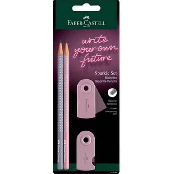 Σετ Μολύβια Faber Castell 2 Sparkle Ii με Γόμα και Ξύστρα Γκρι/Ροζ image 0