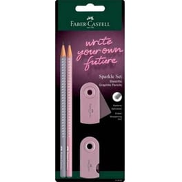 Σετ Μολύβια Faber Castell 2 Sparkle Ii με Γόμα και Ξύστρα Γκρι/Ροζ