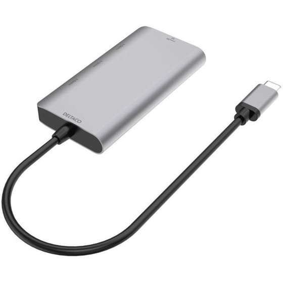 USB Hub Deltaco HUB200 USB 3.0 Type-C με  4 θύρες - Ασημί image 2