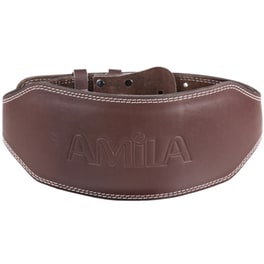 Ζώνη Άρσης Βαρών Amila 94921 B Quality Medium Δερμάτινη με Μαξιλαράκι - Καφέ