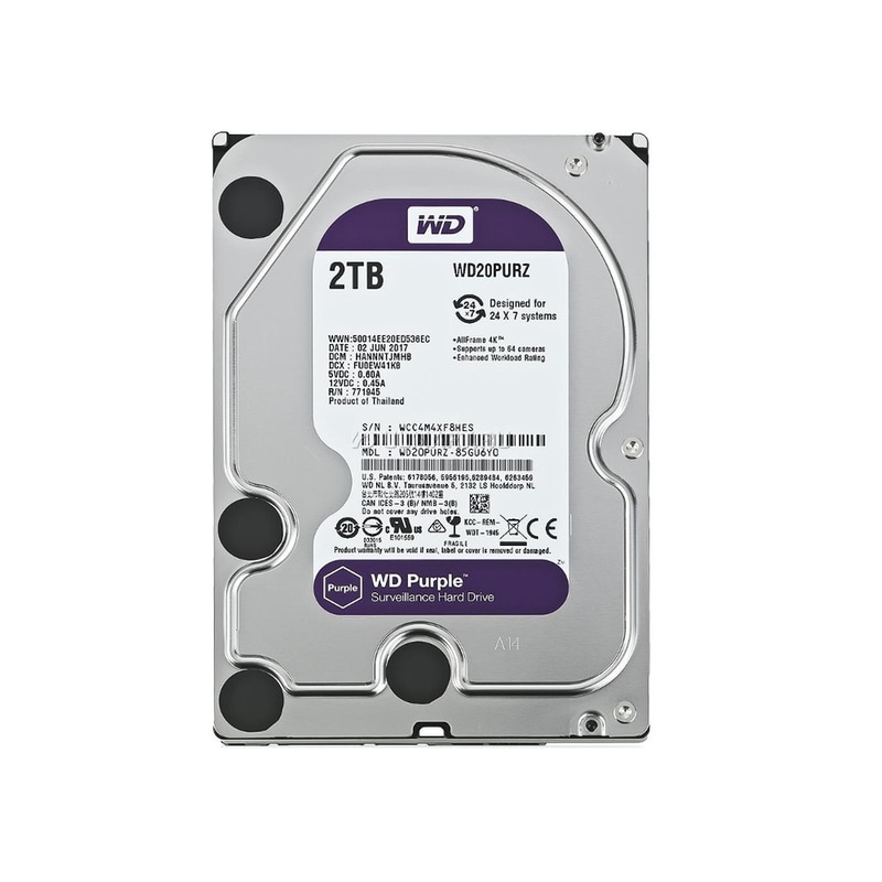 Εσωτ. Σκληρός Δίσκος Western Digital Purple 2ΤB 3.5 SATA3 (WD20PURZ)