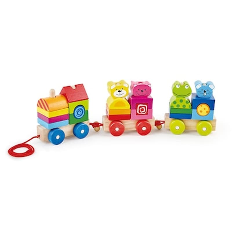 Pin Toys Ξύλινο Τρένο Ταξινόμησης Με 3 Βαγόνια 4 Φίλοι, Από Μασίφ Καουτσουκόδεντρο