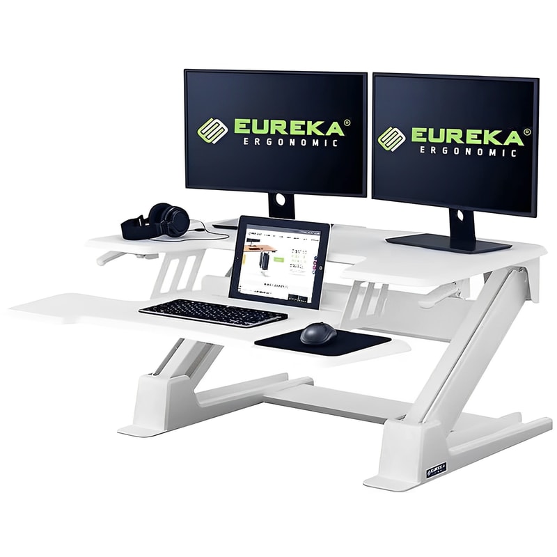 EUREKA ERGONOMIC Γραφείο Gaming Eureka Ergonomic από MDF 90x81.5cm - Λευκό