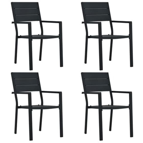 Καρέκλες Κήπου Vidaxl από Ξύλου Hdpe 4 Τεμ. 62x55.5x88.5cm - Μαύρες image 1