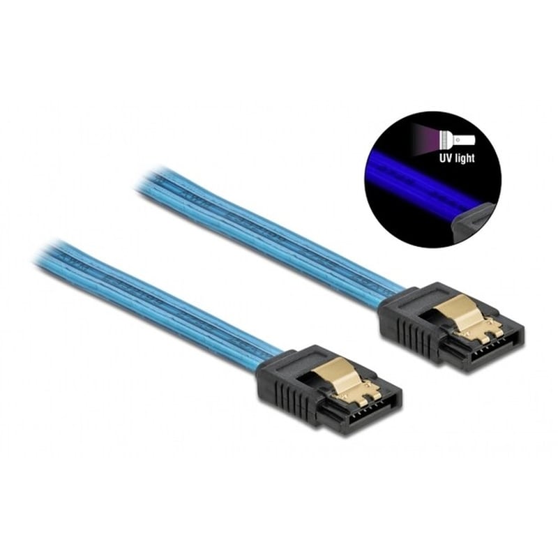 Powertech Καλώδιο Sata Iii 7pin Cab-w037, Με Uv Επίστρωση, 0.7m, Μπλε