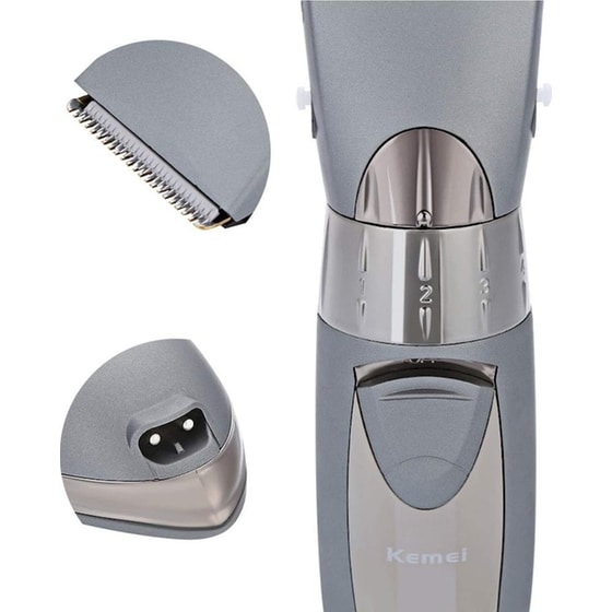 KEMEI KM-605 Κουρευτική Μηχανή Επαναφορτιζόμενη Ασημί image 3