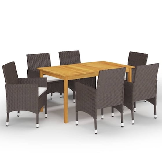 Vidaxl Σετ Τραπεζαρίας Κήπου 7 Τεμ. Καφέ image 1