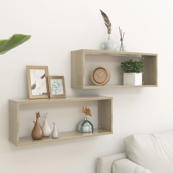 Ράφια Τοίχου VidaXL από Μοριοσανίδα 60x15x23 cm 2 Τμχ  -  Μπεζ image 2
