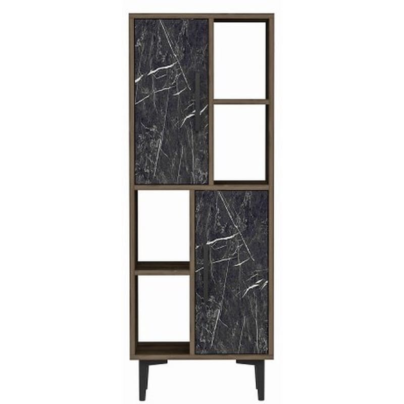 Βιβλιοθήκη 24Mall Toro από Μοριοσανίδα 50x29.6x135 cm - Μαύρο/Καρυδί 24MALL