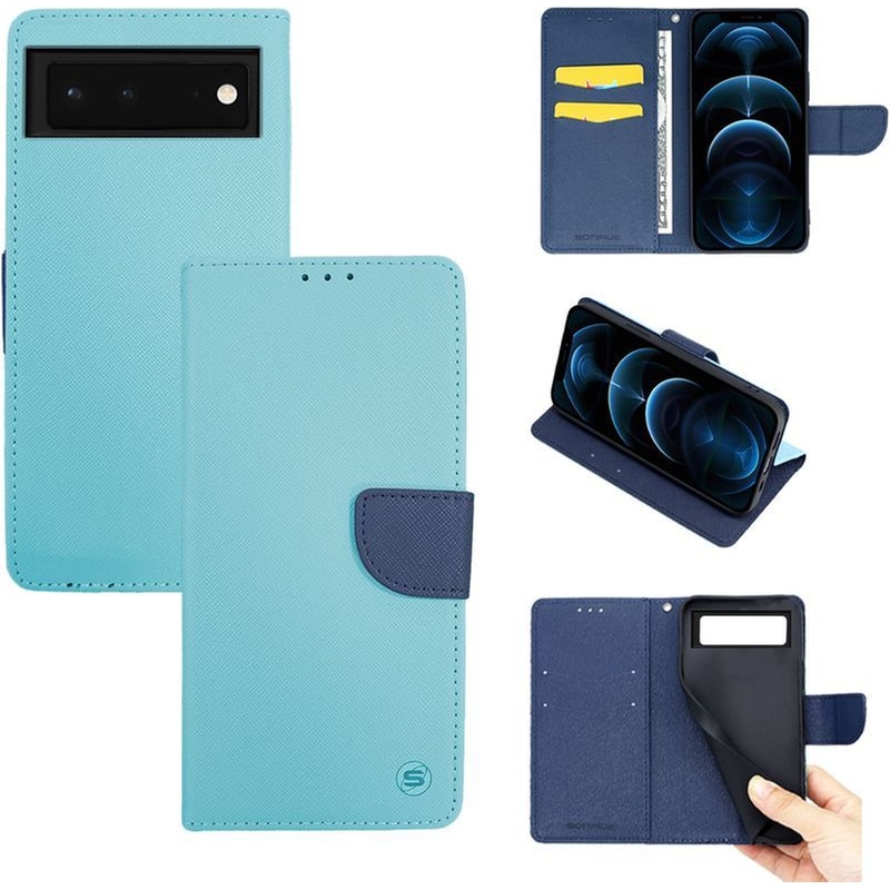 SONIQUE Θήκη Google Pixel 6 5G - Sonique Trend Book - Σιέλ /Σκούρο Μπλε