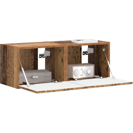 Έπιπλο Τηλεόρασης VidaXL Επιτοίχιο 2 τμχ 39 x 31 x 29,5 cm - Παλαιωμένο Ξύλο image 1