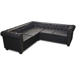 Γωνιακός Πενταθέσιος Καναπές VidaXL Chesterfield 205x205cm - Μαύρο