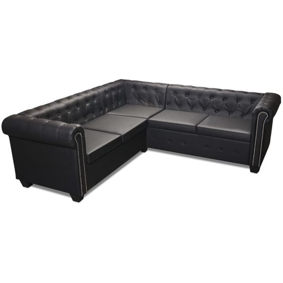 Γωνιακός Πενταθέσιος Καναπές VidaXL Chesterfield 205x205cm - Μαύρο image 0