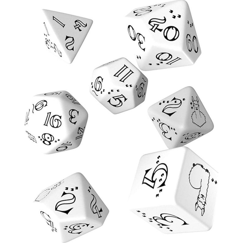 Q-WORKSHOP Σετ Ζάρια - Bright Llama Dice Set - White And Black