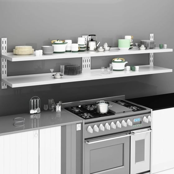 Ράφια Τοίχου VidaXL από Ανοξείδωτο Ατσάλι 240x30 cm 2 Τμχ - Ασημί/Λευκό image 1