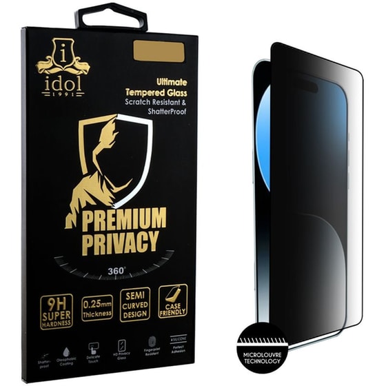 Προστατευτικό οθόνης Apple iPhone 16 Pro Max (6.9") - Idol Premium Privacy Antispy Semi Curved Black image 1