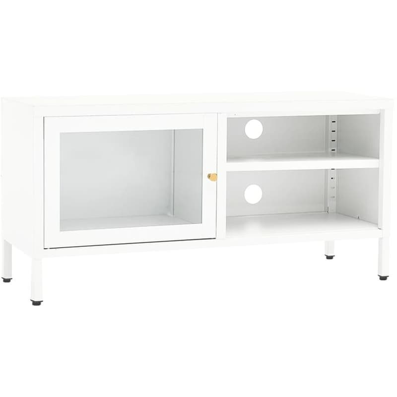 Έπιπλο Τηλεόρασης VidaXL Ατσάλι Και Γυαλί 90x30x44cm - Λευκό