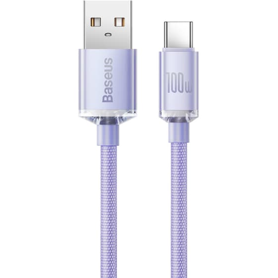 Καλώδιο δεδομένων Baseus Crystal Shine Series Usb to Usb-C 100 W 2m - Lilac image 1
