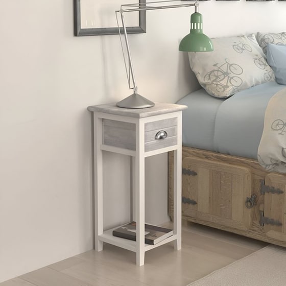 Κομοδίνο Vidaxl Από Ξύλο Παυλώνιας 30x30x63 cm - Λευκό Γκρι image 2