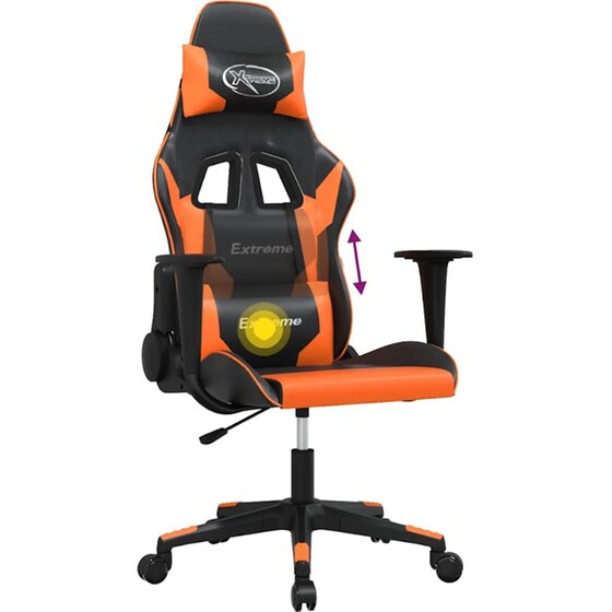 Καρέκλα Gaming VIDAXL 345451 με Ρυθμιζόμενα Μπράτσα από Τεχνητό Δέρμα - Μαύρο / Πορτοκαλί image 3
