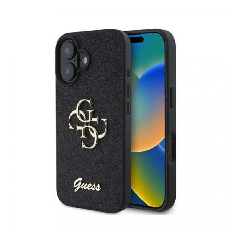 Θήκη Apple iphone 16 - Guess Fixed Glitter Big 4g - Μαύρο